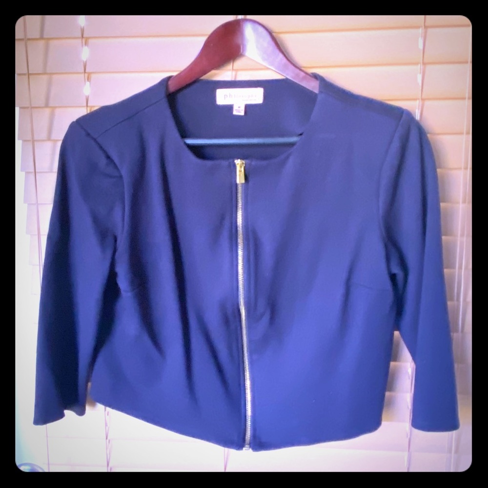 Philosophy Navy 3/4 inch sleeve blazer